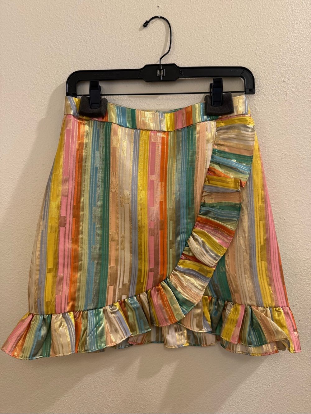 JB by Julie Brown Pastel Multicolor Striped Ruffle Mini Skirt
